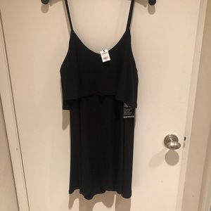 Express Little Black Strappy Dress with Ruffle Top